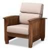 Mission Craftsman Taupe Fabric Walnut Morris Chair